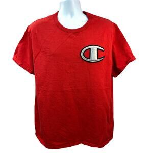 Champion Vintage 90s Mens Size XL Red Embroidery Patch Logo T Shirt